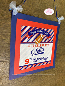 Football Birthday Party Door Banner Sports Red Blue Silver Touchdown Game Time Quarterback Team Stripe Boogie Bear Invitations Odell Theme