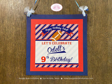 Load image into Gallery viewer, Football Birthday Party Door Banner Sports Red Blue Silver Touchdown Game Time Quarterback Team Stripe Boogie Bear Invitations Odell Theme