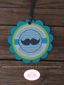 Mustache Bash Baby Shower Favor Tags Boy Happy Circle Little Man Chevron Lime Green Blue Grey Mister Mr Boogie Bear Invitations Remy Theme