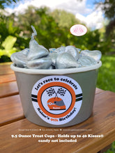 Load image into Gallery viewer, Orange Dirt Bike Birthday Party Treat Cups Candy Buffet Appetizer Food Black Racing Motocross Enduro Boogie Bear Invitations Raine Theme