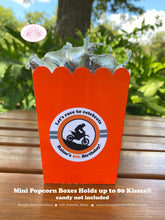 Load image into Gallery viewer, Orange Dirt Bike Party Popcorn Boxes Mini Food Buffet Birthday Silver Black Racing Motocross Race Enduro Boogie Bear Invitations Raine Theme