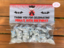 Load image into Gallery viewer, Vampire Girl Birthday Party Treat Bag Toppers Folded Favor Halloween Full Moon Red Bite Dracula Black Bat Boogie Bear Invitations Mina Theme