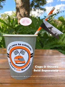 Orange Dirt Bike Birthday Party Straws Pennant Paper Drink Black Silver Black Racing Motocross Enduro Boogie Bear Invitations Raine Theme