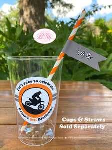 Orange Dirt Bike Birthday Party Beverage Cups Plastic Drink Black Silver Black Racing Motocross Enduro Boogie Bear Invitations Raine Theme