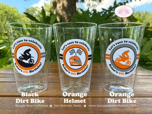 beer dirt bike helmet Orange Dirt Bike Birthday Party Beverage Cups Plastic Drink Black Silv – Boogie Bear Invitations