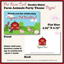 Load image into Gallery viewer, Farm Animals Birthday Favor Party Card Tent Place Girl Boy Country Red Barn Cow Pig Horse Chick Boogie Bear Invitations Peyton Theme Printed