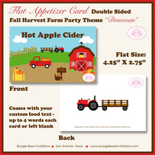 Load image into Gallery viewer, Fall Farm Birthday Favor Party Card Tent Place Girl Boy Red Barn Brown Country Truck Pumpkin Boogie Bear Invitations Donovan Theme Printed