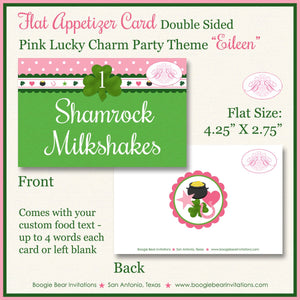 Pink Lucky Charm Birthday Favor Party Card Appetizer Tent Place Food Tag St. Patrick's Day Shamrock Boogie Bear Invitations Eileen Theme