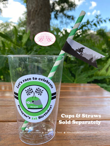 Green Dirt Bike Birthday Party Beverage Cups Plastic Drink Black Silver Black Racing Motocross Enduro Boogie Bear Invitations Dwayne Theme
