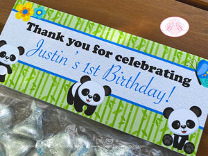 Panda Bear Party Treat Bag Toppers Folded Favor Birthday Boy Green Blue Yellow Butterfly Flower Zoo Kid Boogie Bear Invitations Justin Theme