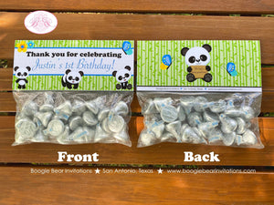 Panda Bear Party Treat Bag Toppers Folded Favor Birthday Boy Green Blue Yellow Butterfly Flower Zoo Kid Boogie Bear Invitations Justin Theme