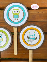 Load image into Gallery viewer, Forest Owls Birthday Party Cupcake Toppers Cake Display Girl Boy Retro Woodland Animals Birds Vintage Boogie Bear Invitations Kayden Theme