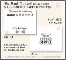 Load image into Gallery viewer, Mr. Wonderful Party Thank You Card Birthday Little Bow Tie Boy Black Silver White Onederful 1st Boogie Bear Invitations Otis Theme Printed