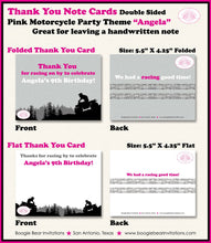 Load image into Gallery viewer, ATV Birthday Party Thank You Card Birthday Girl Pink Black All Terrain Vehicle Quad 4 Wheeler Boogie Bear Invitations Angela Theme Printed