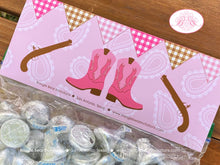 Load image into Gallery viewer, Pink Cowgirl Baby Shower Treat Bag Toppers Folded Favor Girl Gunslinger Ranch Boots Lone Star Brown Gun Boogie Bear Invitations Sherie Theme