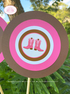 Pink Cowgirl Birthday Party Centerpiece SticksGunslinger Ranch Boots Brown Lone Star Girl Farm Brown Boogie Bear Invitations Sherie Theme