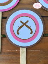 Load image into Gallery viewer, Pink Cowgirl Baby Shower Cupcake Toppers Gunslinger Ranch Boots Brown Lone Star Girl Farm Rustic Ranch Boogie Bear Invitations Sherie Theme