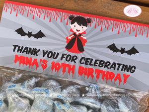 Vampire Girl Birthday Party Treat Bag Toppers Folded Favor Halloween Full Moon Red Bite Dracula Black Bat Boogie Bear Invitations Mina Theme