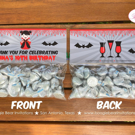 Vampire Girl Birthday Party Treat Bag Toppers Folded Favor Halloween Full Moon Red Bite Dracula Black Bat Boogie Bear Invitations Mina Theme