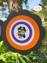 Load image into Gallery viewer, Halloween Owls Birthday Party Centerpiece Sticks Spooky Boy Girl Pumpkin Witch Pirate Vampire Black Bat Boogie Bear Invitations Harlow Theme