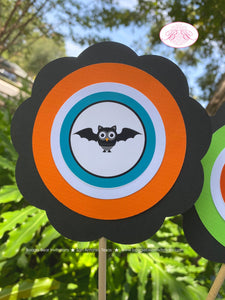 Halloween Owls Birthday Party Centerpiece Sticks Spooky Boy Girl Pumpkin Witch Pirate Vampire Black Bat Boogie Bear Invitations Harlow Theme