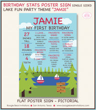 Load image into Gallery viewer, Lake Fun Birthday Party Sign Stats Poster Chalkboard Girl Boy Boat Forest Park Summer Swim Camp River Boogie Bear Invitations Jamie Theme