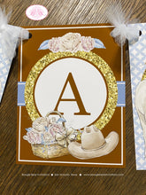 Load image into Gallery viewer, Country Horse Happy Birthday Banner Hat Boots Rustic Girl Ranch Rider Blue Brown Vintage Flowers Farm Boogie Bear Invitations Savannah Theme