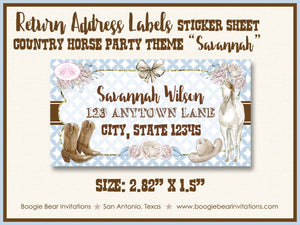 Country Horse Birthday Party Invitation Hat Boots Rustic Girl Ranch Rider Boogie Bear Invitations Savannah Theme Paperless Printable Printed
