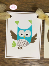 Load image into Gallery viewer, Forest Owls Highchair I am 1 Banner Birthday Party Girl Boy Retro Woodland Birds Rustic Vintage Animals Boogie Bear Invitations Kayden Theme