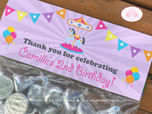 Load image into Gallery viewer, Amusement Park Party Treat Bag Toppers Folded Favor Birthday Carousel Girl Pink Circus Ferris Wheel Boogie Bear Invitations Camille Theme