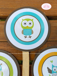 Forest Owls Birthday Party Cupcake Toppers Cake Display Girl Boy Retro Woodland Animals Birds Vintage Boogie Bear Invitations Kayden Theme