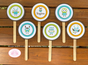 Forest Owls Birthday Party Cupcake Toppers Cake Display Girl Boy Retro Woodland Animals Birds Vintage Boogie Bear Invitations Kayden Theme