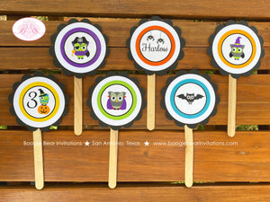 Halloween Owls Birthday Party Cupcake Toppers Cake Display Spooky Boy Girl Pumpkin Pirate Black Bat Kid Boogie Bear Invitations Harlow Theme