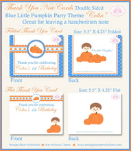 Load image into Gallery viewer, Blue Pumpkin Party Thank You Card Birthday Boy Fall Little Autumn Harvest Orange Ranch Barn 1st Boogie Bear Invitations Colin Theme Printed