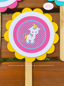 Rainbow Unicorn Party Cupcake Toppers Birthday Girl Pink Blue Purple Magic Mythology Pony Heart Horse Boogie Bear Invitations Aurelia Theme