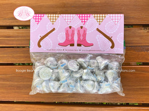 Pink Cowgirl Baby Shower Treat Bag Toppers Folded Favor Girl Gunslinger Ranch Boots Lone Star Brown Gun Boogie Bear Invitations Sherie Theme