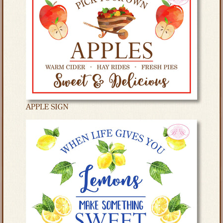 Lemon Apple When Life Gives You Lemons Home Decor Sign Poster Farmhouse Rustic Country Orchard Lemonade Boogie Bear Invitations Lemon Theme