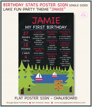 Load image into Gallery viewer, Lake Fun Birthday Party Sign Stats Poster Chalkboard Girl Boy Boat Forest Park Summer Swim Camp River Boogie Bear Invitations Jamie Theme