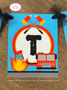 Red Fire Truck Happy Birthday Banner Party Fireman Man Firefighter Engine EMT Siren Brave Fighter Hero Boogie Bear Invitations Andrew Theme