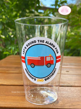 Load image into Gallery viewer, Red Fire Truck Birthday Party Beverage Cups Plastic Drink Fireman Man Firefighter Engine Fighter Hero Boogie Bear Invitations Andrew Theme