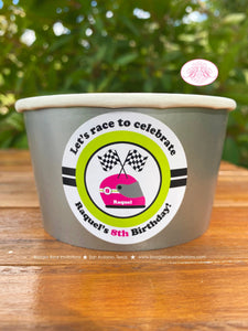 Pink Dirt Bike Birthday Party Treat Cups Candy Buffet Paper Lime Green Black Racing Motocross Enduro Boogie Bear Invitations Raquel Theme