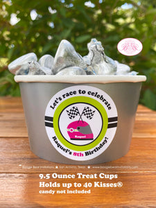 Pink Dirt Bike Birthday Party Treat Cups Candy Buffet Paper Lime Green Black Racing Motocross Enduro Boogie Bear Invitations Raquel Theme