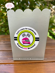 Pink Dirt Bike Party Popcorn Boxes Mini Food Buffet Birthday Lime Green Black Racing Motocross Enduro Boogie Bear Invitations Raquel Theme