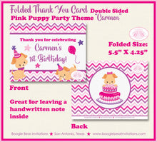 Load image into Gallery viewer, Pink Puppy Party Thank You Card Birthday Note Girl Dog Purple Pet Paw Pawty Vet Doctor Adoption Boogie Bear Invitations Carmen Theme Printed