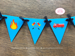 Red Fire Truck Party Banner Pennant Birthday Garland Small Fireman Man Firefighter Engine EMT Siren Boogie Bear Invitations Andrew Theme