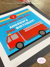 Load image into Gallery viewer, Red Fire Truck Party Door Banner Happy Birthday Fireman Man Firefighter Engine EMT Boogie Bear Invitations Andrew Theme