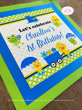 Load image into Gallery viewer, Frog Duck Birthday Party Door Banner Happy Welcome Blue Spring Boy April Showers Bring May Flowers Boogie Bear Invitations Charlton Theme