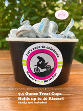 Load image into Gallery viewer, Pink Dirt Bike Birthday Party Treat Cups Candy Buffet Paper Lime Green Black Racing Motocross Enduro Boogie Bear Invitations Raquel Theme