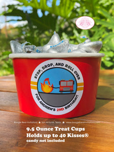 Red Fire Truck Birthday Party Treat Cups Candy Buffet Paper Fireman Man Engine Fighter Hero Boy Girl Boogie Bear Invitations Andrew Theme