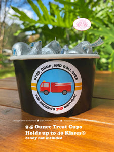 Red Fire Truck Birthday Party Treat Cups Candy Buffet Paper Fireman Man Engine Fighter Hero Boy Girl Boogie Bear Invitations Andrew Theme